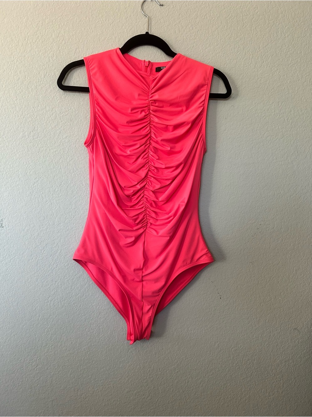 Girls Ruched Back One-Piece bodysuit- Hot Pink